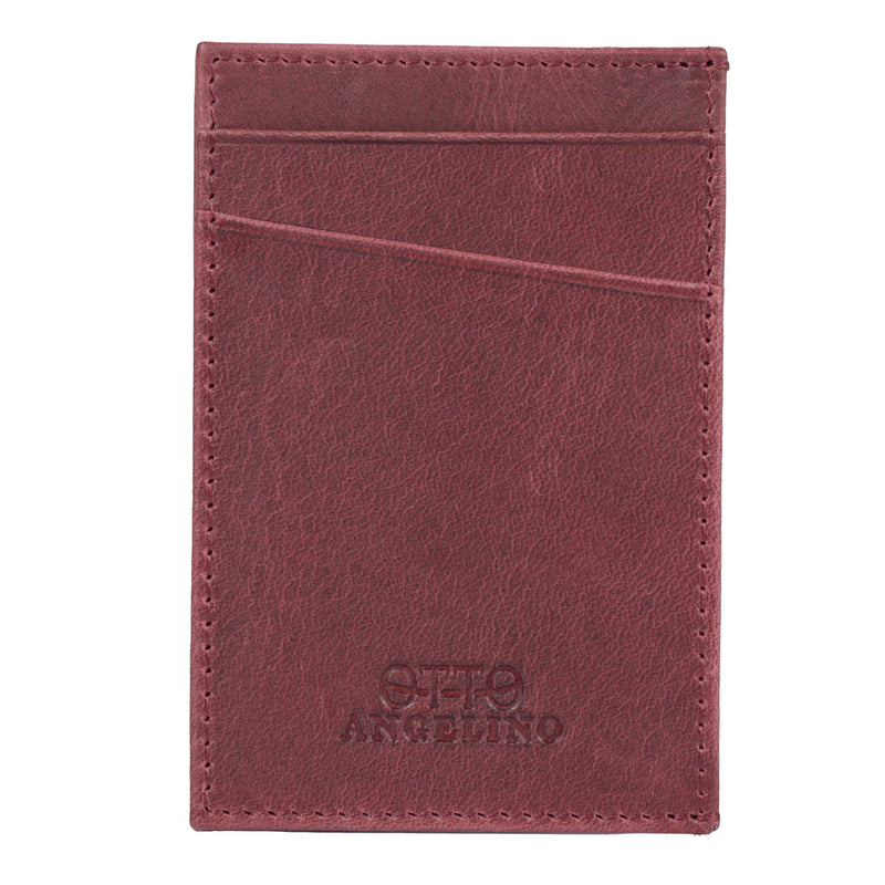 Otto Angelino Top Grain Leather Minimalist Wallet Bank Cards, Money, Driver's License, Unisex