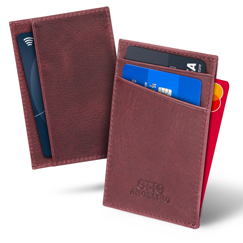 Otto Angelino Top Grain Leather Minimalist Wallet Bank Cards, Money, Driver's License, Unisex