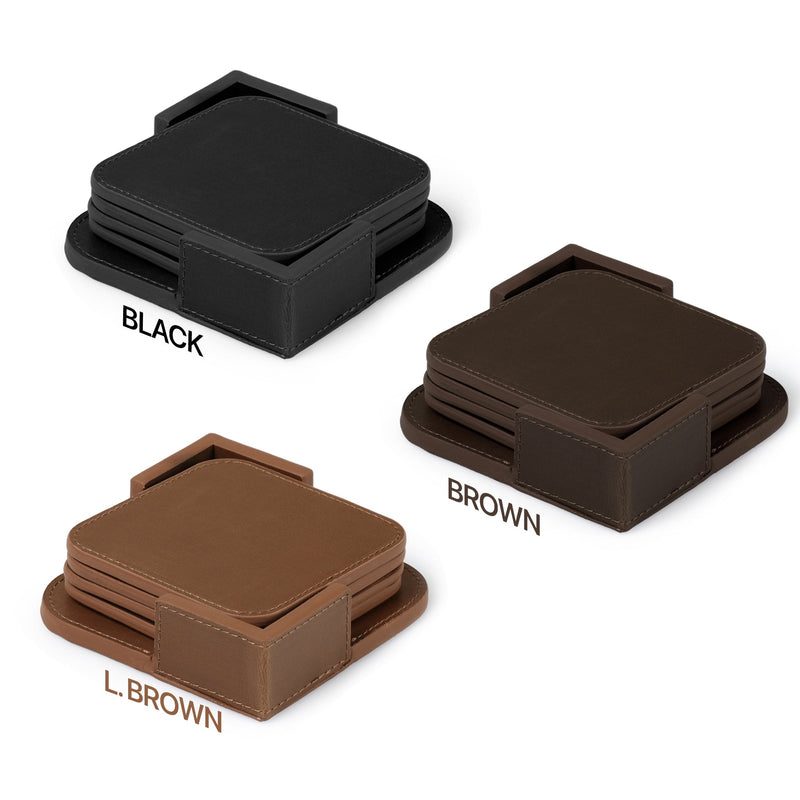 Londo Leather Coasters (Set of 4), Non-Slip Surface