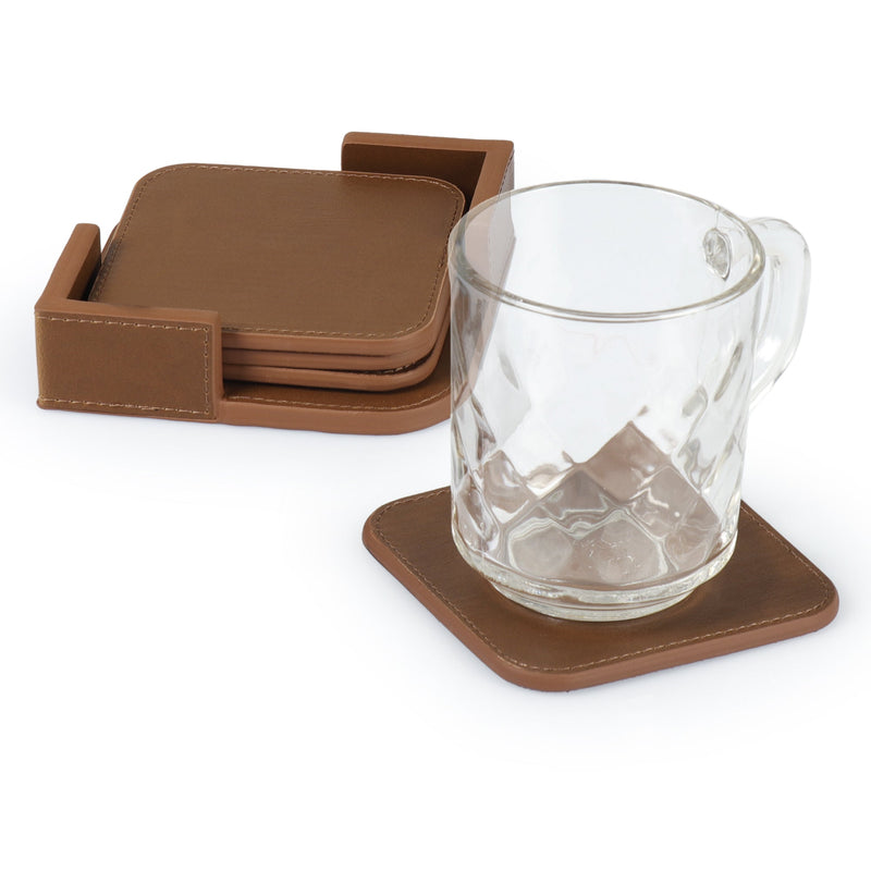 Londo Leather Coasters (Set of 4), Non-Slip Surface