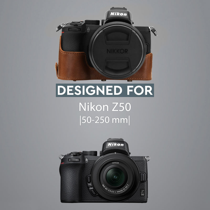 MegaGear Nikon Z50 (50-250mm) Ever Ready Top Grain Leather Camera Case