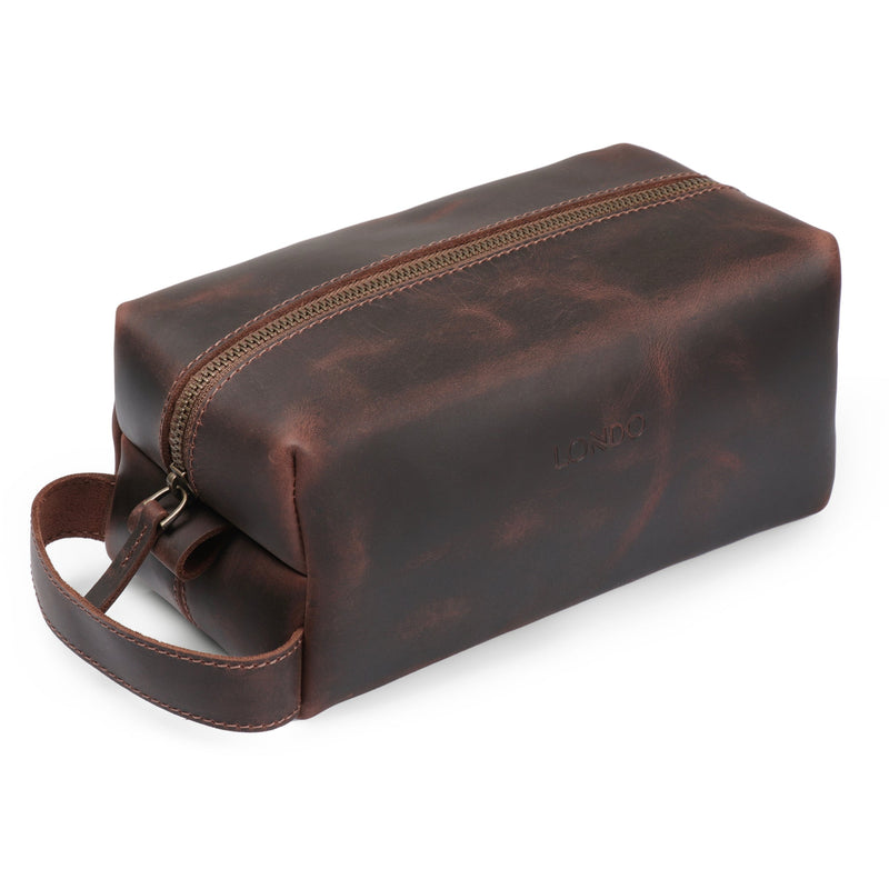 Londo Top Grain Leather Travel Bag, Dopp Kit