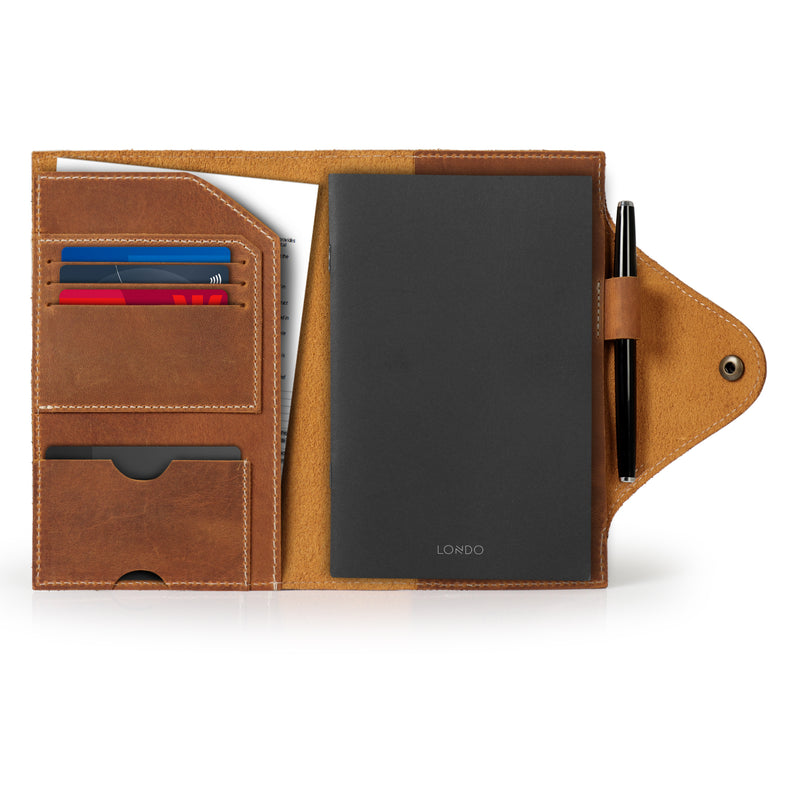 Londo Personalized Top Grain Leather Portfolio with Notepad (Snap Closure & Lock)