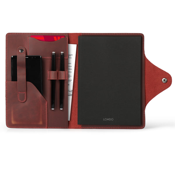 Londo Personalized Top Grain Leather Portfolio with Notepad (Snap Closure & Lock)