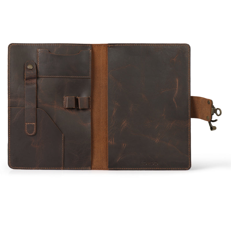 Londo Personalized Top Grain Leather Portfolio with Notepad (Snap Closure & Lock)