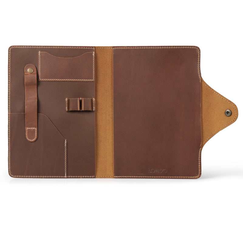 Londo Personalized Top Grain Leather Portfolio with Notepad (Snap Closure & Lock)