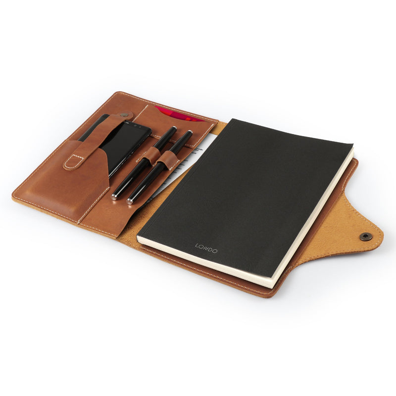 Londo Personalized Top Grain Leather Portfolio with Notepad (Snap Closure & Lock)