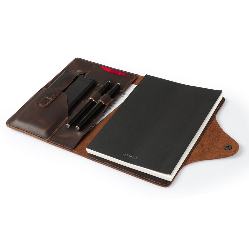 Londo Personalized Top Grain Leather Portfolio with Notepad (Snap Closure & Lock)