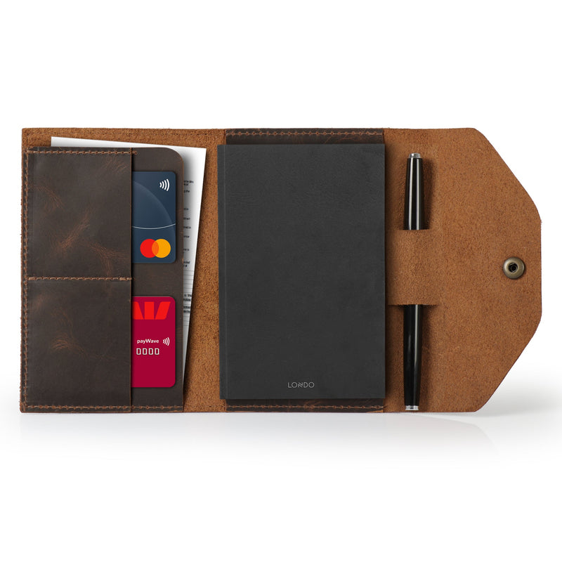 Londo Genuine Leather Portfolio with Notepad and Snap Closure Londo Genuine Leather Portfolio with Notepad and Snap Closure
