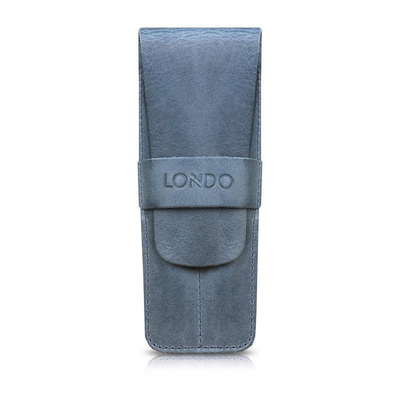 Londo Top Grain Leather Pen and Pencil Case with Tuck in Flap - Two Compartment