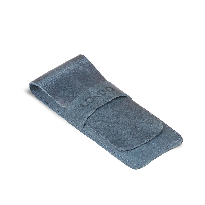 Londo Top Grain Leather Pen and Pencil Case with Tuck in Flap - Two Compartment