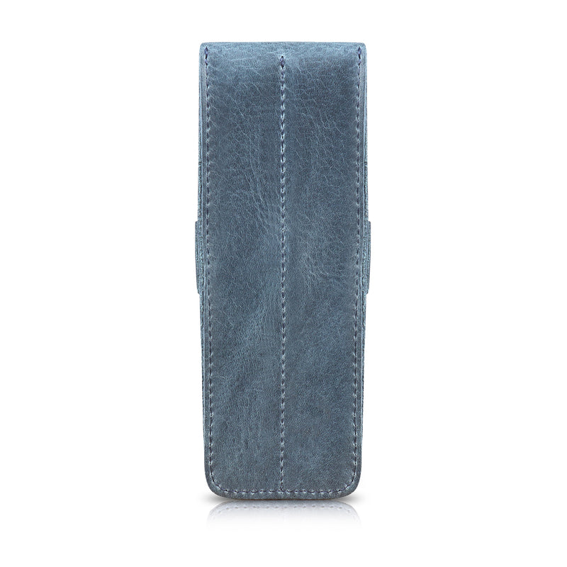 Londo Top Grain Leather Pen and Pencil Case with Tuck in Flap - Two Compartment