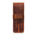 Londo Top Grain Leather Pen and Pencil Case with Tuck in Flap - Two Compartment