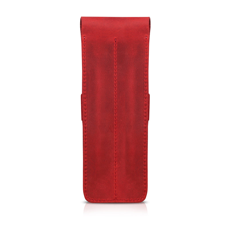 Londo Top Grain Leather Pen and Pencil Case with Tuck in Flap - Two Compartment