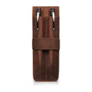 Londo Top Grain Leather Pen and Pencil Case with Tuck in Flap - Two Compartment