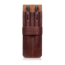 Londo Top Grain Leather Pen and Pencil Case with Tuck in Flap - Two Compartment