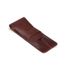 Londo Top Grain Leather Pen and Pencil Case with Tuck in Flap - Two Compartment