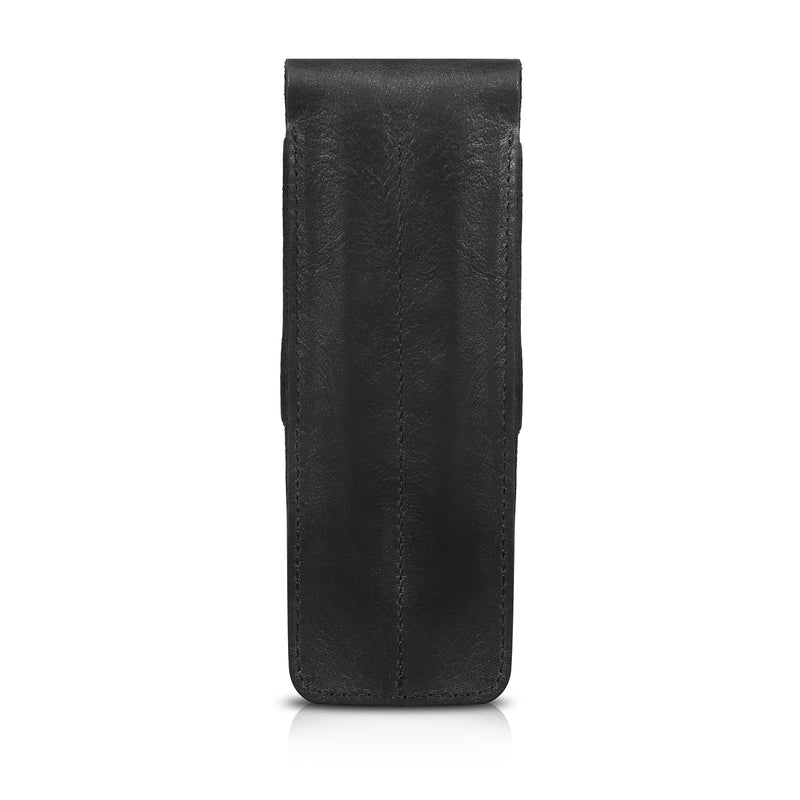 Londo Top Grain Leather Pen and Pencil Case with Tuck in Flap - Two Compartment