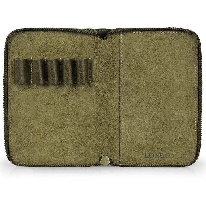 Londo Genuine Leather Padfolio with Pencil Holder Notepad and Zipper Closure