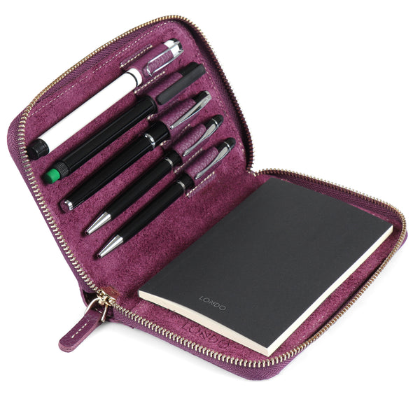 Londo Genuine Leather Padfolio with Pencil Holder Notepad and Zipper Closure