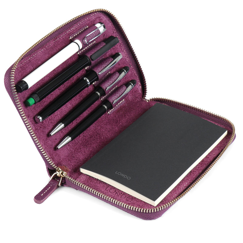 Londo Genuine Leather Padfolio - Zipper Closure Portfolio With Notepad & Pen Holder For Business & Travel