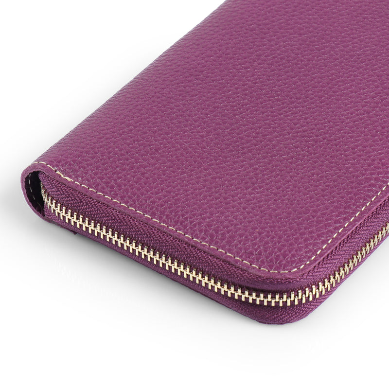 Londo Genuine Leather Padfolio with Pencil Holder Notepad and Zipper Closure (Purple)
