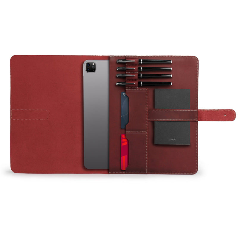 Londo Genuine Leather Tablet Cover with Two Card Slots & Leather Pen / Pencil Holders