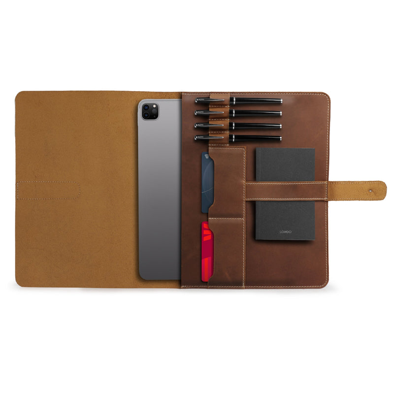 Londo Genuine Leather Tablet Cover with Two Card Slots & Leather Pen / Pencil Holders