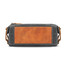 Londo Toiletry Bag Top Grain Leather and Canvas Travel Bag Dopp Kit Makeup Case, Cosmetic Bag