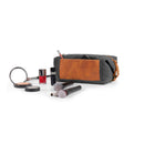 Londo Toiletry Bag Top Grain Leather and Canvas Travel Bag Dopp Kit Makeup Case, Cosmetic Bag