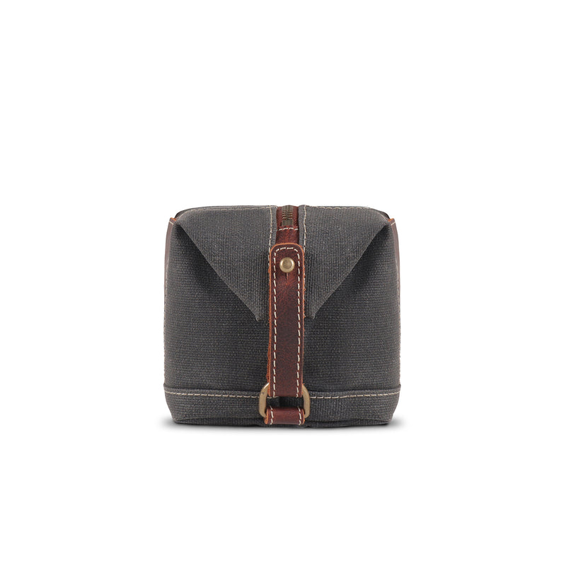 Londo Toiletry Bag Top Grain Leather and Canvas Travel Bag Dopp Kit Makeup Case, Cosmetic Bag