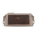 Londo Toiletry Bag Top Grain Leather and Canvas Travel Bag Dopp Kit Makeup Case, Cosmetic Bag