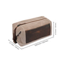 Londo Toiletry Bag Top Grain Leather and Canvas Travel Bag Dopp Kit Makeup Case, Cosmetic Bag