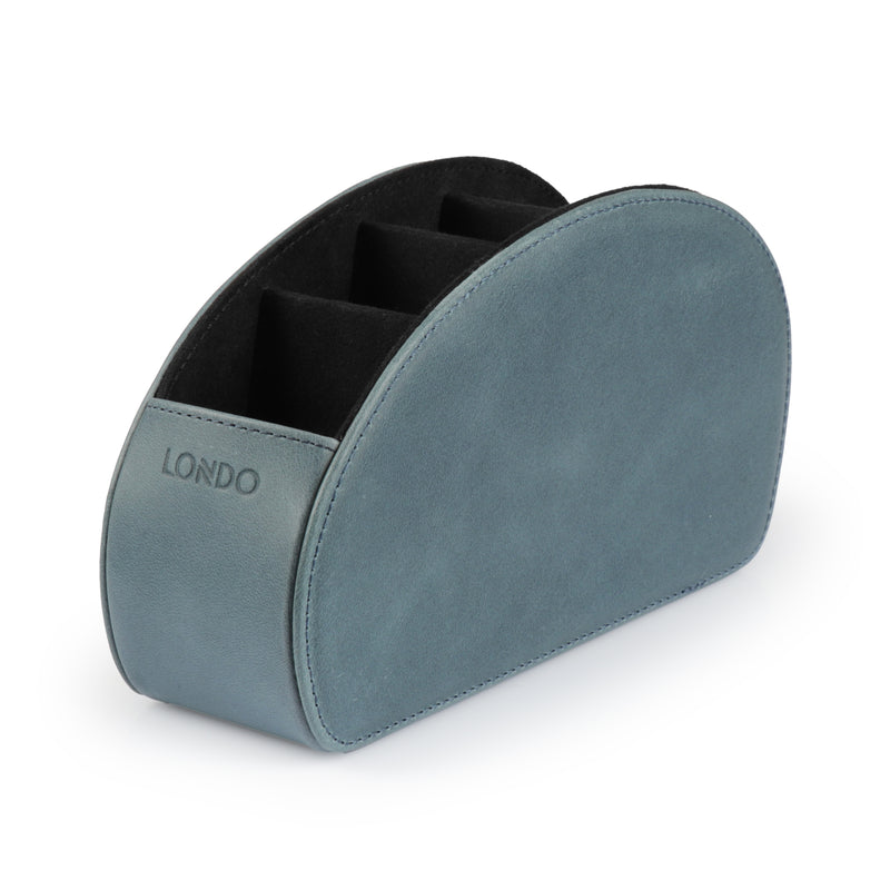 Londo Remote Control Holder with 5 Pockets, Store DVD, Blu-Ray, TV, Roku or Apple TV Remotes, Italian Top Grain Leather with Suede Lining