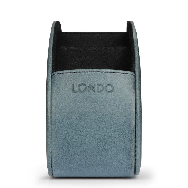 Londo Remote Control Holder with 5 Pockets, Store DVD, Blu-Ray, TV, Roku or Apple TV Remotes, Italian Top Grain Leather with Suede Lining