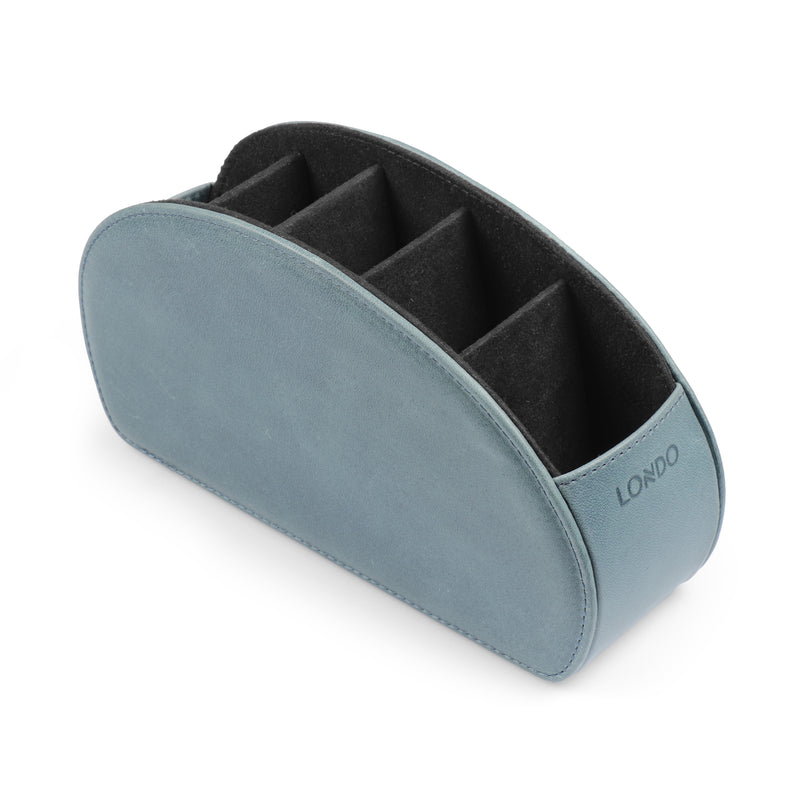 Londo Remote Control Holder with 5 Pockets, Store DVD, Blu-Ray, TV, Roku or Apple TV Remotes, Italian Top Grain Leather with Suede Lining