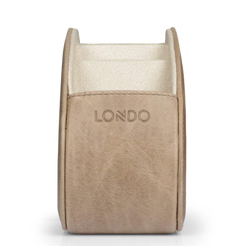 Londo Remote Control Holder with 5 Pockets, Store DVD, Blu-Ray, TV, Roku or Apple TV Remotes, Italian Top Grain Leather with Suede Lining