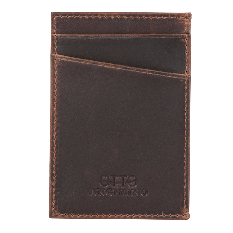 Otto Angelino Top Grain Leather Minimalist Wallet Bank Cards, Money, Driver's License, Unisex