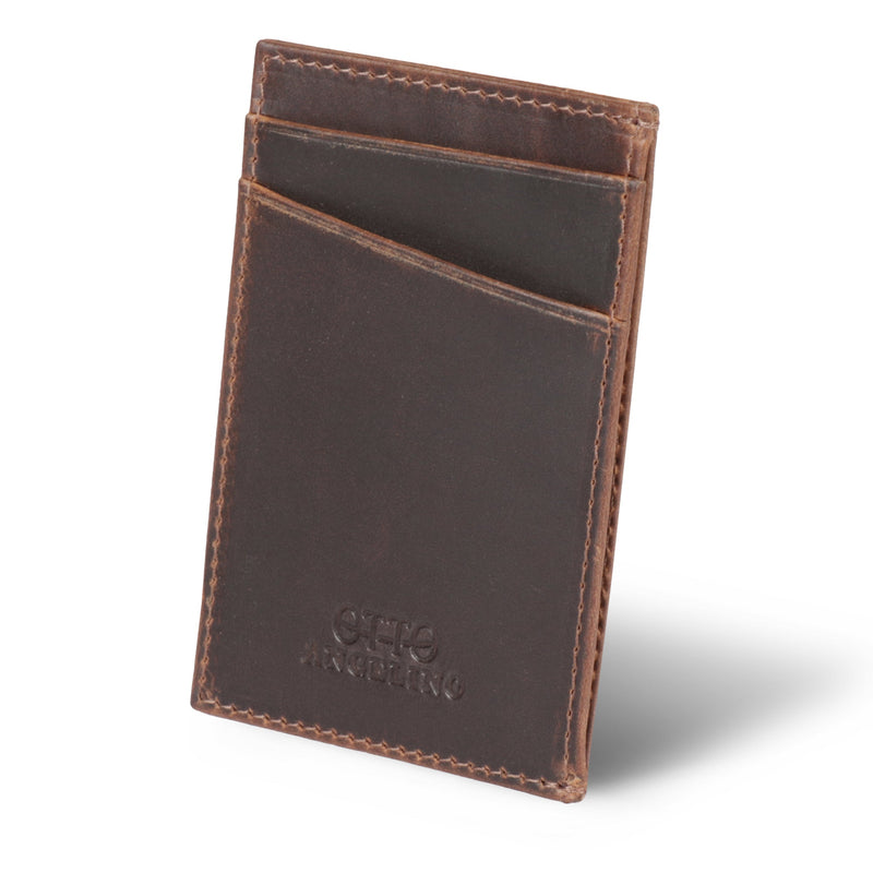 Otto Angelino Top Grain Leather Minimalist Wallet Bank Cards, Money, Driver's License, Unisex