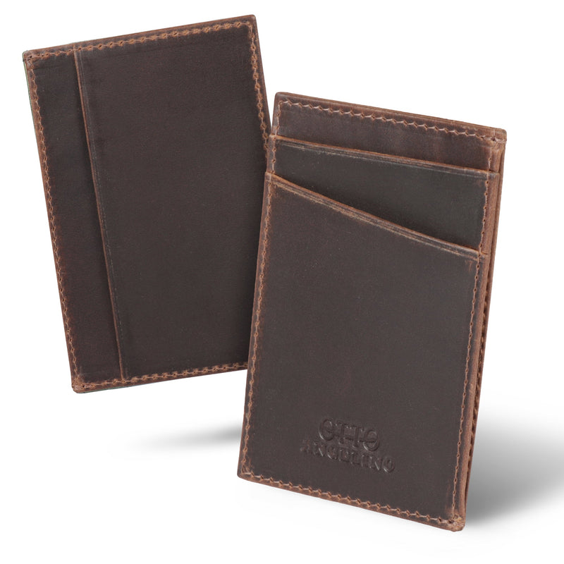 Otto Angelino Top Grain Leather Minimalist Wallet Bank Cards, Money, Driver's License, Unisex