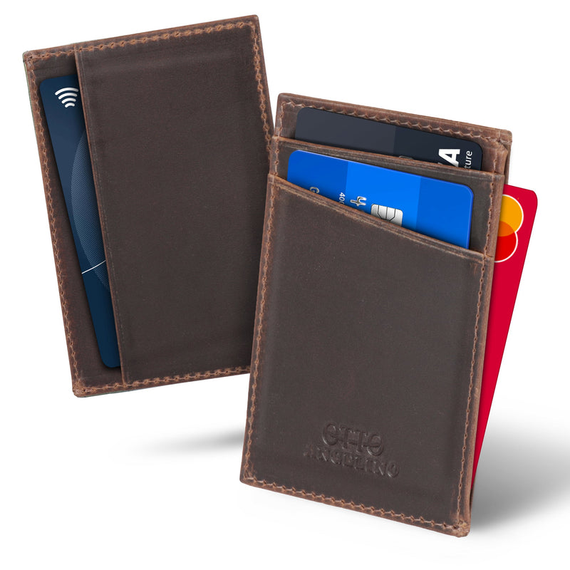 Otto Angelino Top Grain Leather Minimalist Wallet Bank Cards, Money, Driver's License, Unisex