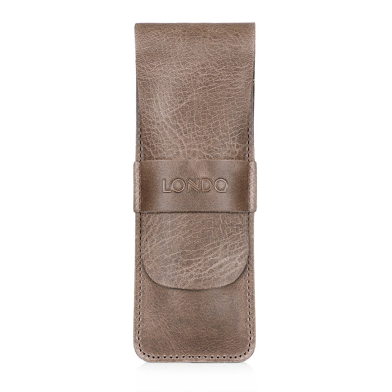 Londo Top Grain Leather Pen and Pencil Case with Tuck in Flap