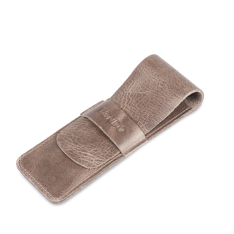 Londo Top Grain Leather Pen and Pencil Case with Tuck in Flap