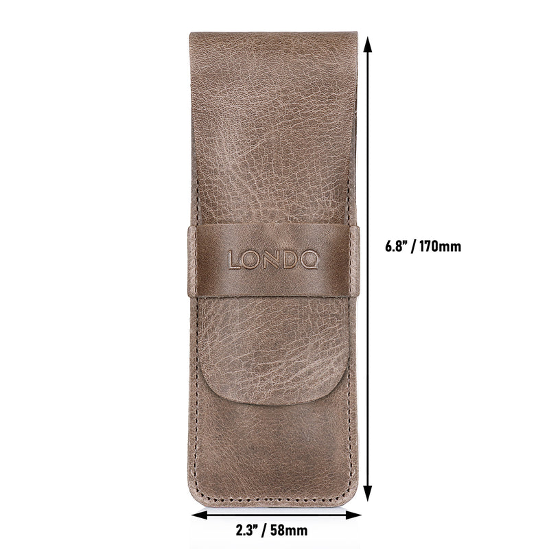 Londo Top Grain Leather Pen and Pencil Case with Tuck in Flap