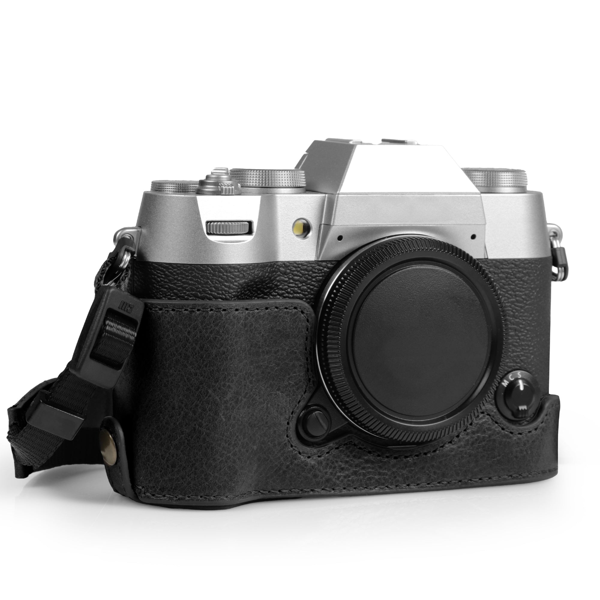 Custodia In Vera Pelle Per Fuji X100VI - Mezza Custodia Protettiva Con Impugnatura E Fondo Aperto - Nero - Foto 4