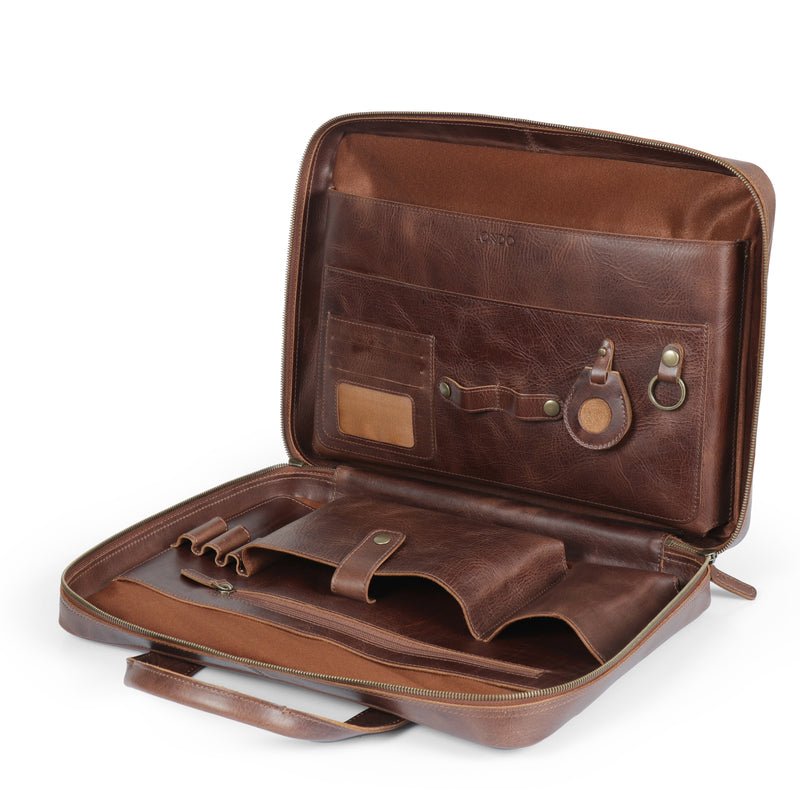 Top grain leather briefcase deals