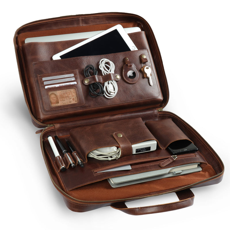 Londo Top Grain Leather Travel 16” Laptop Bag Briefcase Satchel