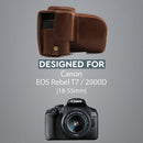 MegaGear Canon EOS Rebel T7 (18-55mm), 2000D (18-55mm) Ever Ready Leather Camera Case and Strap