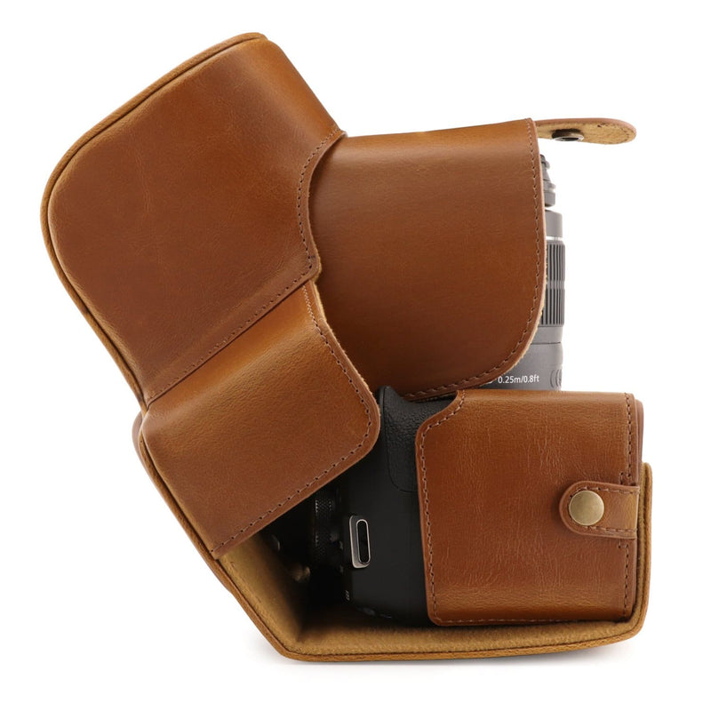 MegaGear Canon EOS Rebel T7 (18-55mm), 2000D (18-55mm) Ever Ready Leather Camera Case and Strap