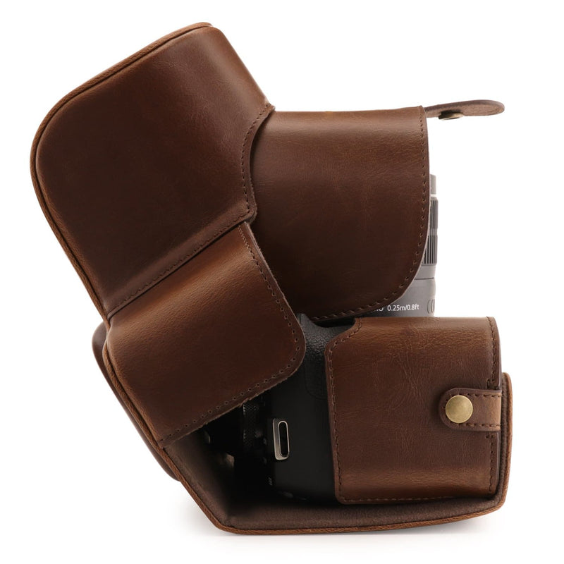 MegaGear Canon EOS Rebel T7 (18-55mm), 2000D (18-55mm) Ever Ready Leather Camera Case and Strap